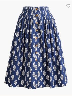 J. Crew Factory Pleated Button-Front Midi Skirt